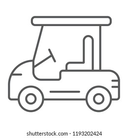 Golf car thin line icon, automobile and sport, cart sign, vector graphics, a linear pattern on a white background, eps 10.