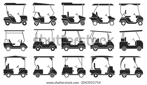 Golf car\
vector black set icon. Vector illustration auto on white\
background. Isolated black set icon golf\
car.