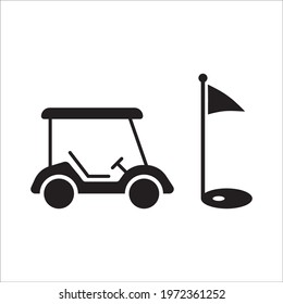 Golf car vector icon. Golf cart symbol. Outdoor golf car flat sign design pictogram illustration