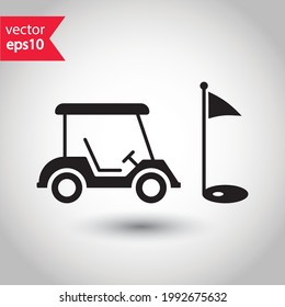 Golf car vector icon. Golf cart symbol. Outdoor golf car flat sign design pictogram illustration