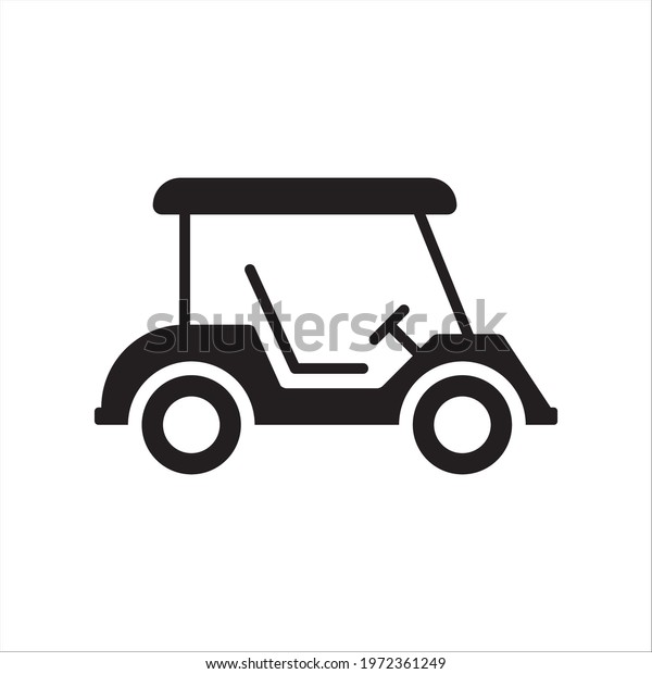 Golf car vector icon. Golf\
cart symbol. Outdoor golf car flat sign design pictogram\
illustration