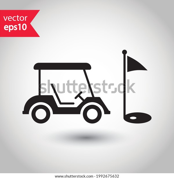 Golf car vector icon. Golf\
cart symbol. Outdoor golf car flat sign design pictogram\
illustration