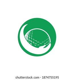 Golf Care vector logo design template. Golf ball and hand icon.