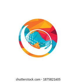 Golf Care vector logo design template. Golf ball and hand icon.