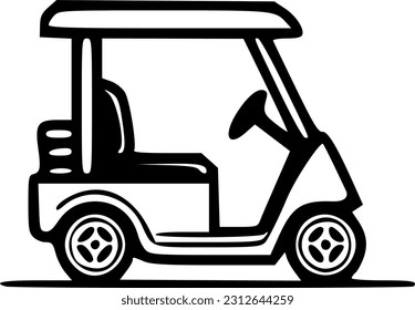 Gráfico vectorial de los contornos negros del carrito de golf