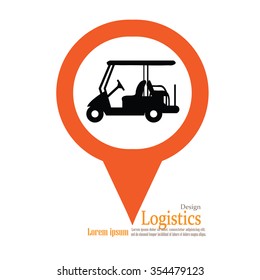 Golf cart .golf car with map pointer.vector illustration.