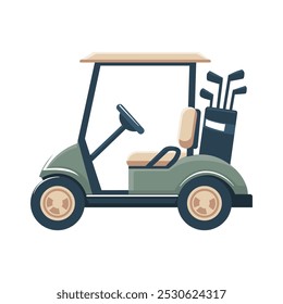 Golf Cart with Golf Clubs and Minimalist Design