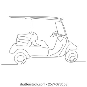 Golf cart continuous line. Continuous one line drawing golf cart. Golf, cart  concept. Single line drawing
