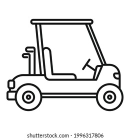 Icono de la unidad de carrito de golf. Esquema Icono vectorial de la unidad de carrito de golf para el diseño web aislado en fondo blanco