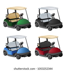 Golf cart in four colors. Realistic illustration car
