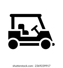 gráfico vectorial de ilustración de icono de glifo de carrito de golf. Ilustración de elemento simple gráfico vectorial, adecuado para aplicaciones, sitios web y presentaciones aisladas en fondo blanco