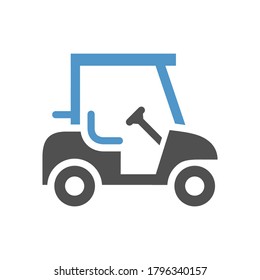 Golf cart - gray blue icon isolated on white background