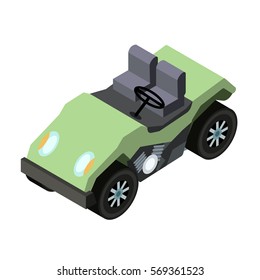 Golf cart icon in cartoon style isolated on white background. Transportation symbol stock vector illustration.