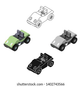 Golf cart icon in cartoon,black style isolated on white background. Transportation symbol stock vector illustration.