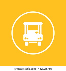 Golf Cart Icon In Circle, Golf Car Front View