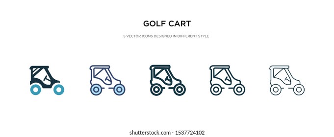 golf cart icon in different style vector illustration. two colored and black golf cart vector icons designed in filled, outline, line and stroke style can be used for web, mobile, ui