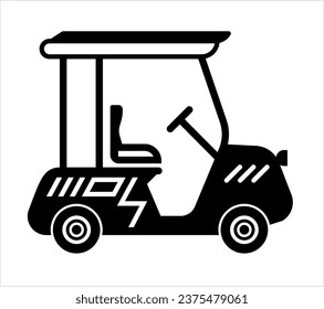 Golf Cart Icon, Golf Eco Friendly Battery Vehicle, Ev Drive Vector Art Illustration