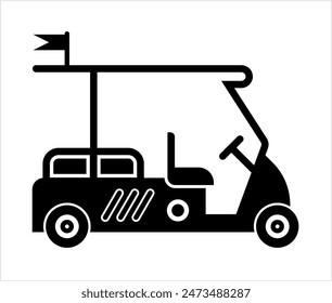 Golf Cart Icon, Golf Eco Friendly Battery Vehicle, Ev Drive Vector Art Illustration