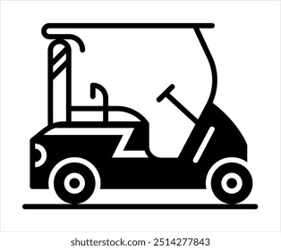 Golf Cart Icon, Golf Eco Friendly Battery Vehicle, Ev Drive Vector Art Illustration