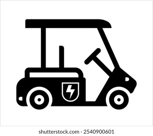 Golf Cart Icon, Golf Eco Friendly Battery Vehicle, Ev Drive Vector Art Illustration