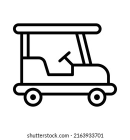 Golf Cart Icon. Line Art Style Design Isolated On White Background