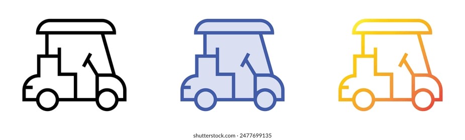 golf cart icon. Linear, Blue Fill and Gradient Style Design Isolated On White Background