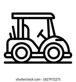 Icono del carrito de golf. Esquema del icono del vector del carrito de golf para el diseño web aislado en fondo blanco