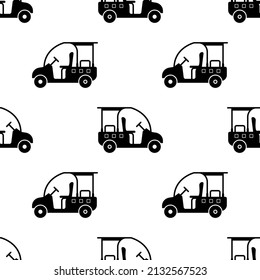 Golf Cart Icon Seamless Pattern, Sport Cart, Golf Car Icon Vector Art Illustration