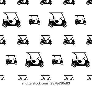 Golf Cart Icon Seamless Pattern, Golf Eco Friendly Battery Vehicle, Ev Drive Vector Art Illustration
