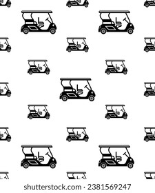 Golf Cart Icon Seamless Pattern, Golf Eco Friendly Battery Vehicle, Ev Drive Vector Art Illustration