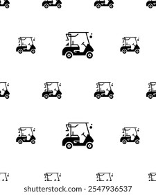 Golf Cart Icon Seamless Pattern, Golf Eco Friendly Battery Vehicle, Ev Drive Vector Art Illustration