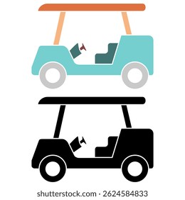 golf cart icon, simple flat style, illustration, logo sign symbol pictogram template, for ui or ux isolated on white for mobile app, editable