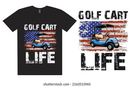 Golf Cart Life American Flag Design