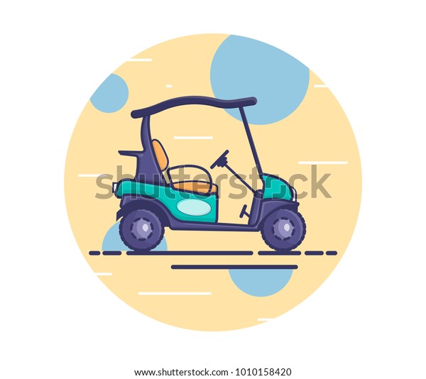 Golf cart in line art style. A simple\
illustration of high quality in a flat\
design.