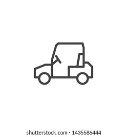 Icono de línea de Carrito de golf. signo de estilo lineal para concepto móvil y Diseño web. Icono de Vector de contorno de coche de golf eléctrico. Símbolo, ilustración del logotipo. Gráficos de Vector