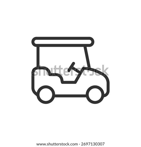 Golf cart, linear icon. Transportation and leisure vehicle concept. Line with editable stroke