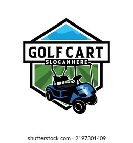 Golf cart logo vector with emblem style