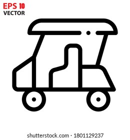Golf cart outline icon. Linear style sign for mobile concept and web design. Simple line vector icon. Eps 10 vector illustration.