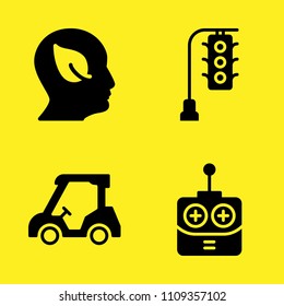 golf cart, remote control, profile and traffic light vector icon set. Sample icons set for web and graphic design