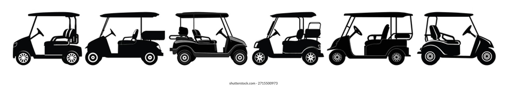 Juego de Paquete de Vector de Carrito de la silueta del golf del vehículo del coche del club
