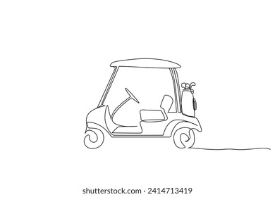 actividad de objetos deportivos de carrito de golf diseño de una línea de arte