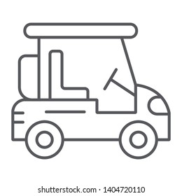 Golf cart thin line icon, transportation and auto, golf car sign, vector graphics, a linear pattern on a white background, eps 10.