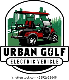 golf cart urban illustration design logo icon vector