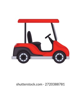 Golf cart vector icon, golf car vector illustration, golf cart clip art, red golf buggy vehicle vector image