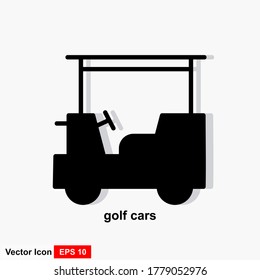 Diseño de iconos vectoriales de carrito de golf sobre fondo blanco.