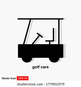 Diseño de iconos vectoriales de carrito de golf sobre fondo blanco.