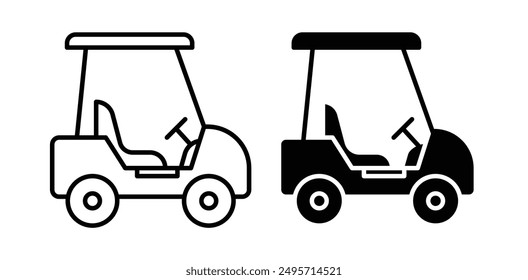 golf cart vector icon set in black color.