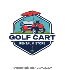 Golf cart vector illustration logo design, perfect for golf equipment store logo