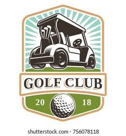 Golf cart vector logo design on white background. Text is on the separate layer.