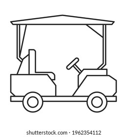 Icono de contorno del vector del carro de golf. Vehículo con buggy de ilustración vectorial sobre fondo blanco. Icono de ilustración de contorno aislado del carrito de golf.